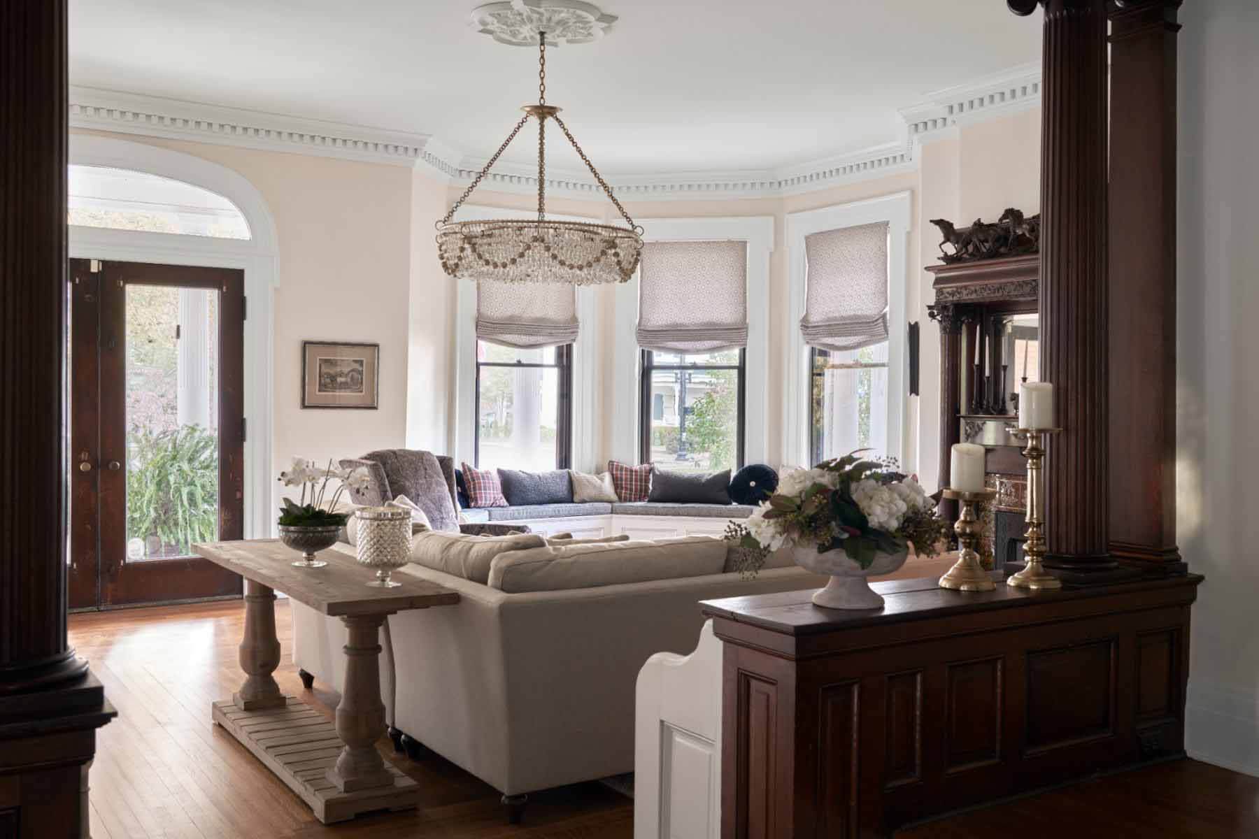 Front room at Victorian home with interior design by Marcelle Guilbeau
