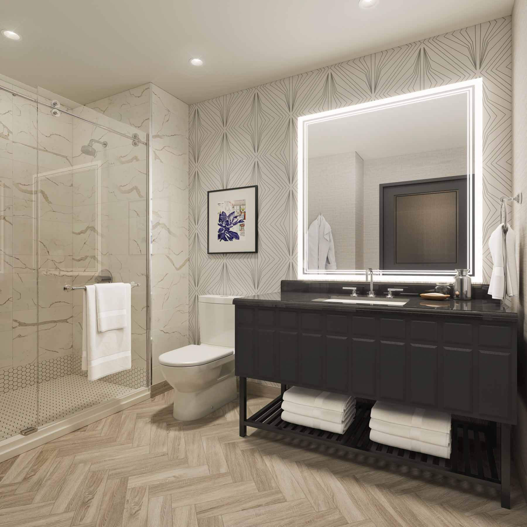 Bathroom rendering of Homewood's new boutique hotel