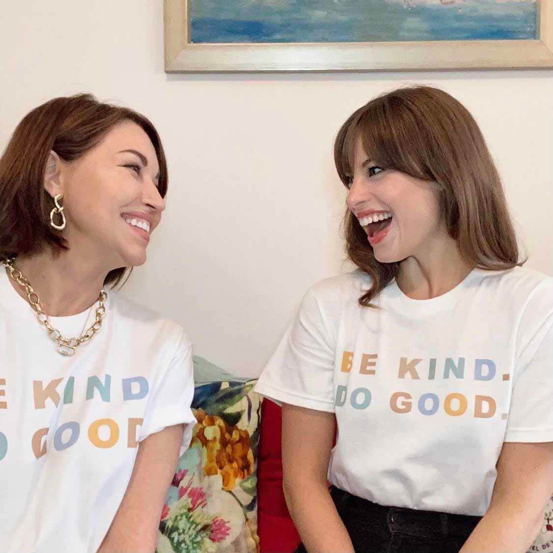 The wonderful women behind The Style That Binds Us styled up their Be Kind Do Good spring t-shirts for a work-appropriate look.