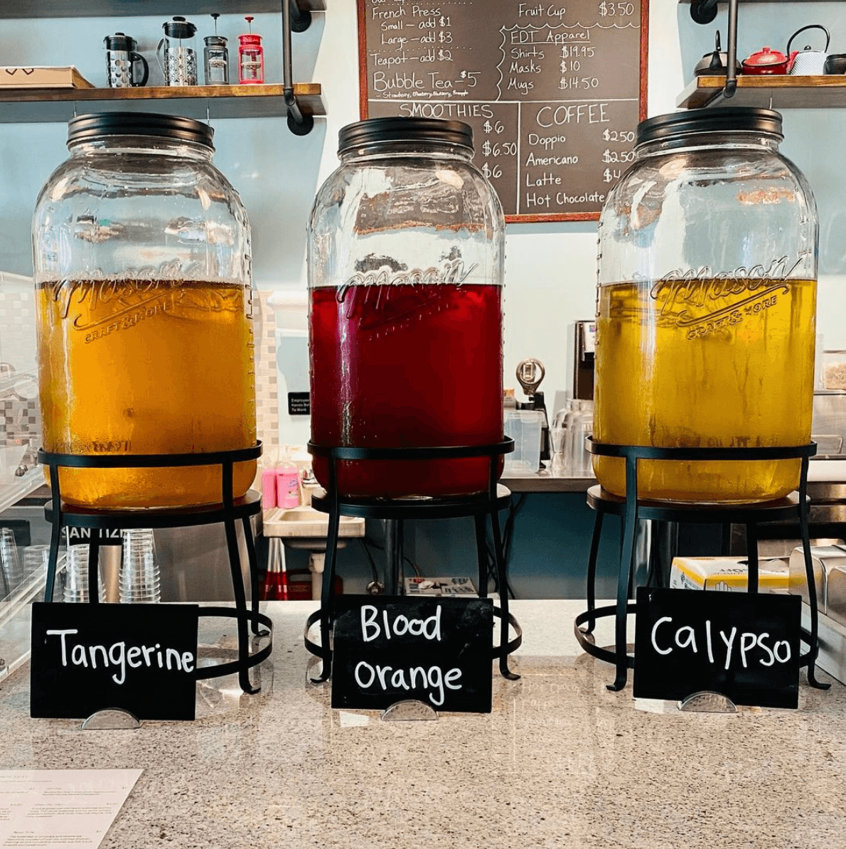 NEEDS CAPTION. Image: Instagram Jars of tangerine tea, blood orange tea, and calypso tea from Fleur de Tea, a new Louisville restaurant