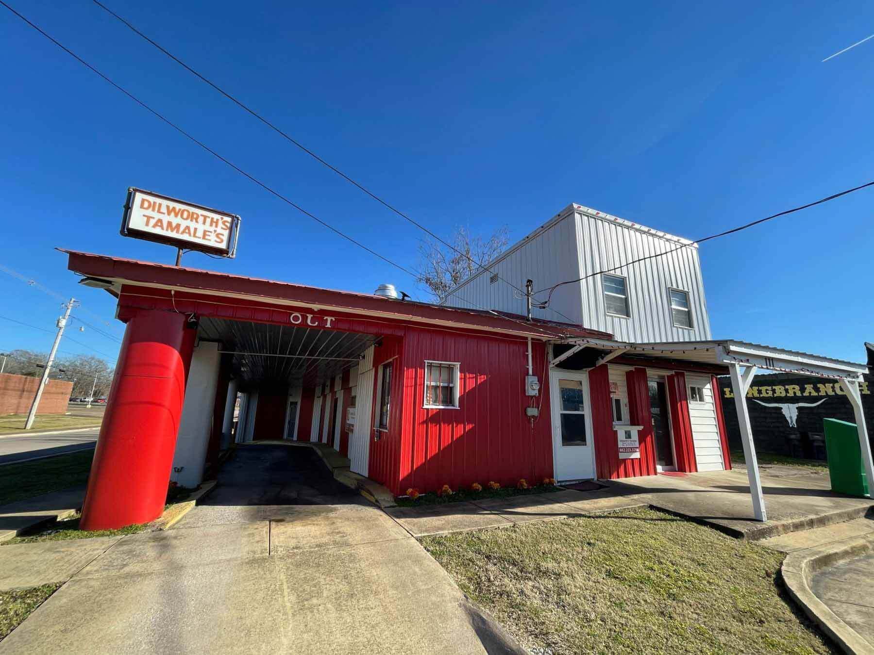 Exterior of Dilworth's, a restaurant that serves authentic Mississippi tamales