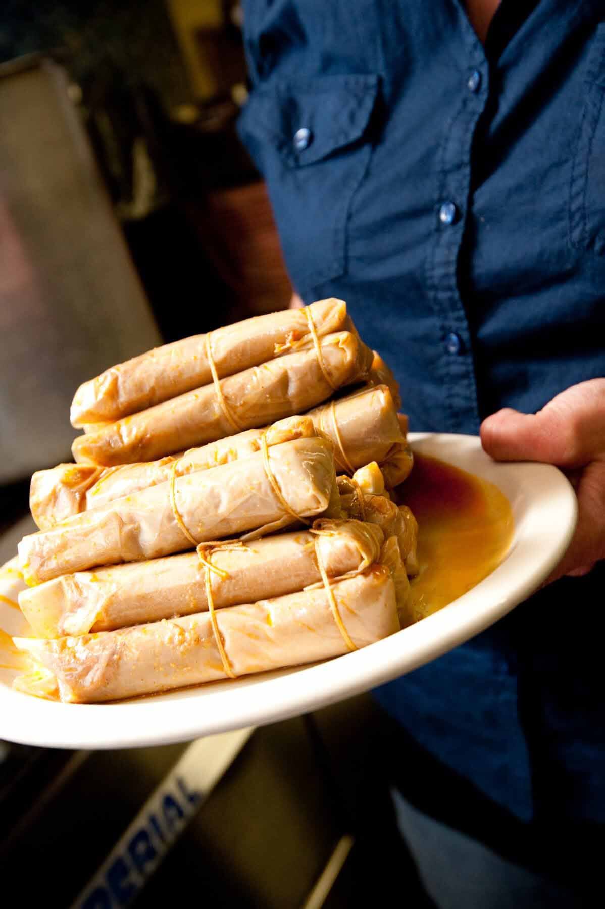 tamales from Doe's Eat Place