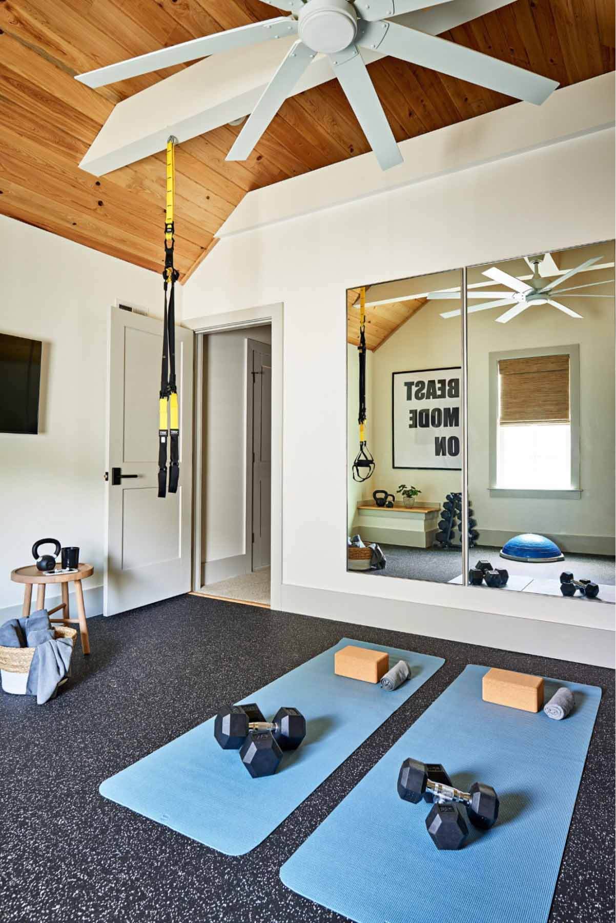 Home gym in Raleigh home's attic