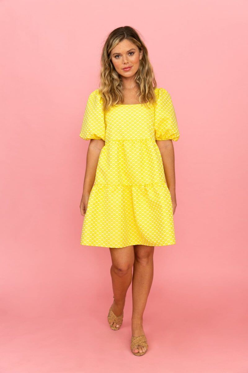Saylor dress, $268, at Crosby | Image: Crosby Yellow springtime dress from Crosby