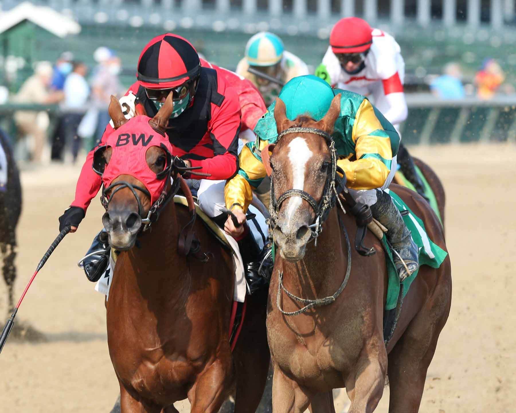 From what to wear, bring, eat and drink, here is you guide to the 2021 Kentucky Derby. Image: Facebook Jockeys racing at Kentucky Derby