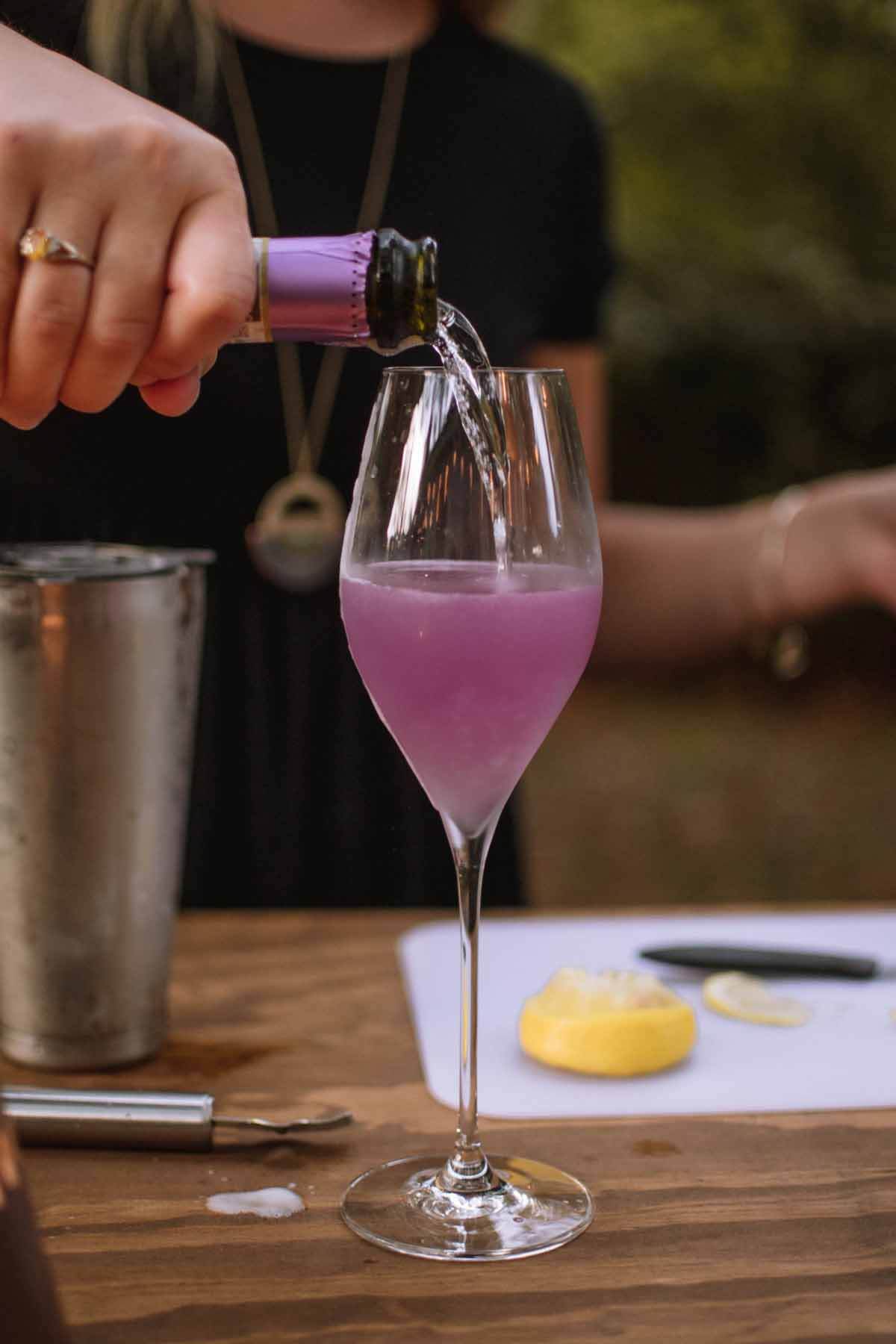 The Prince cocktail uses Empress Gin to give it a lovely purple hue. Image: Natalia Nicholas, Northern Frame Studios Empress Gin from The Bar Car, a new customized food and beverage option in Memphis