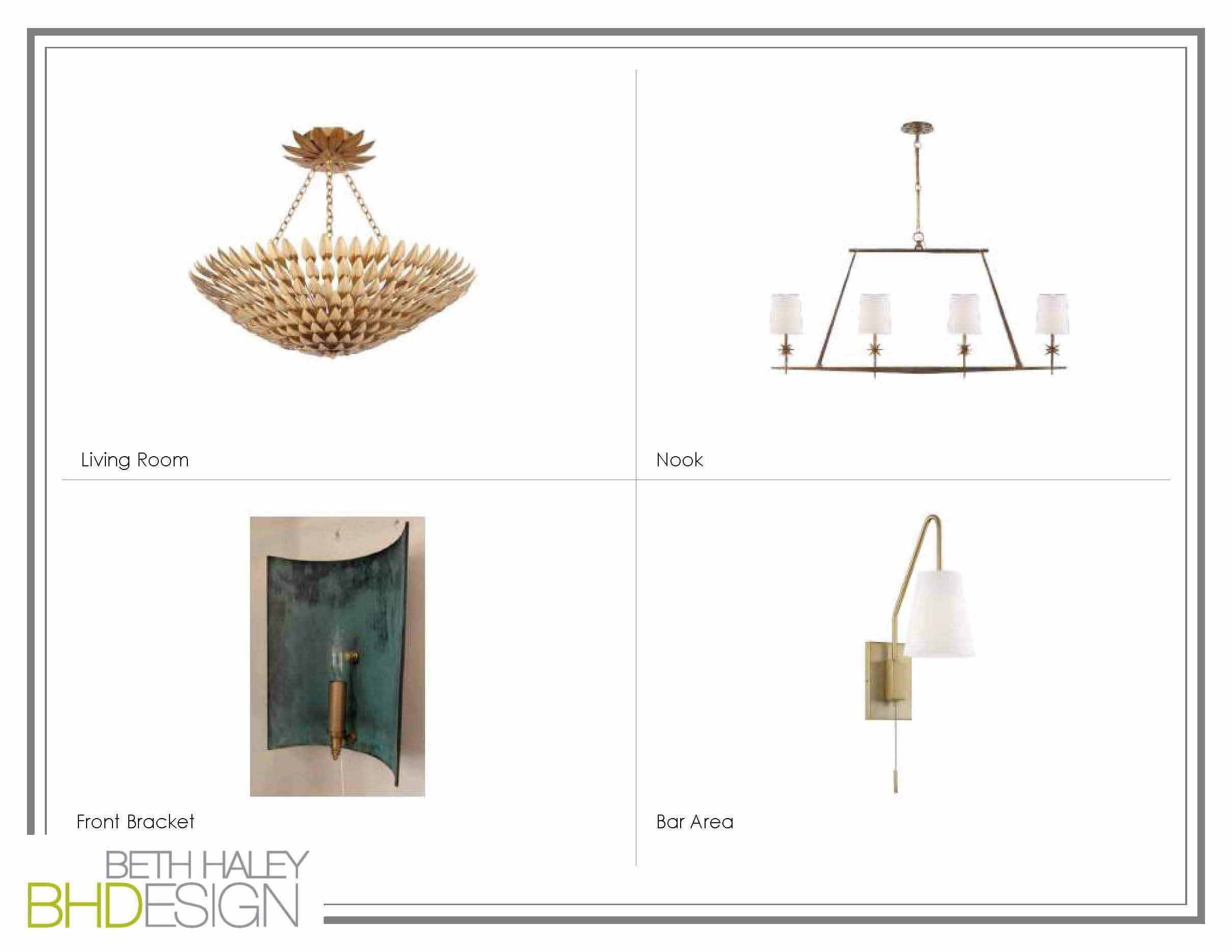 Beth Haley Design vision board featuring light fixtures