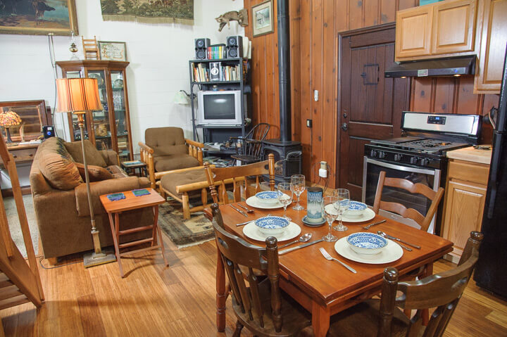Interior of cabin at Ely's Mill
