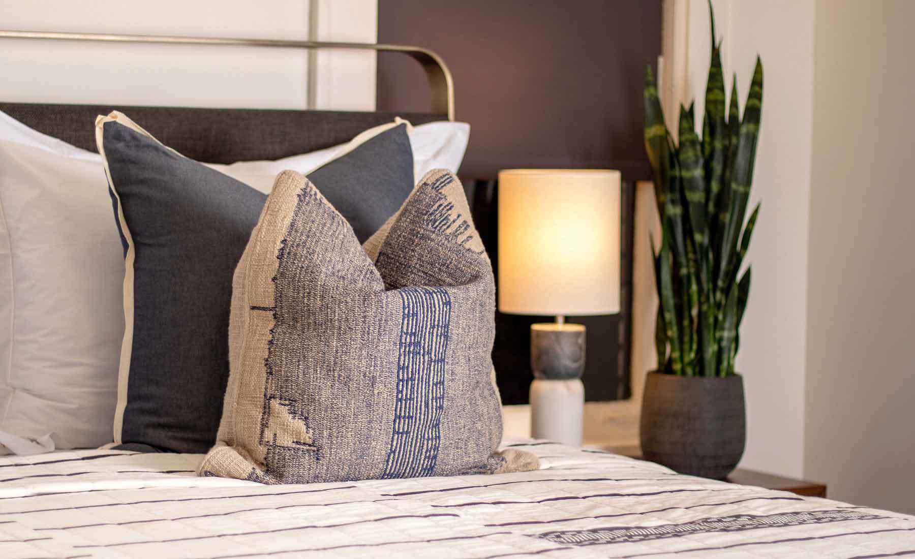Close-up of bedroom designed by Leah Alexander