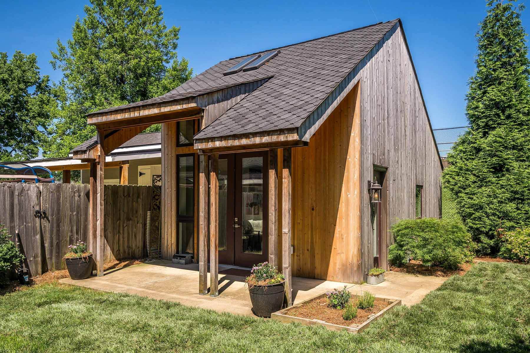 Exterior of backyard art studio