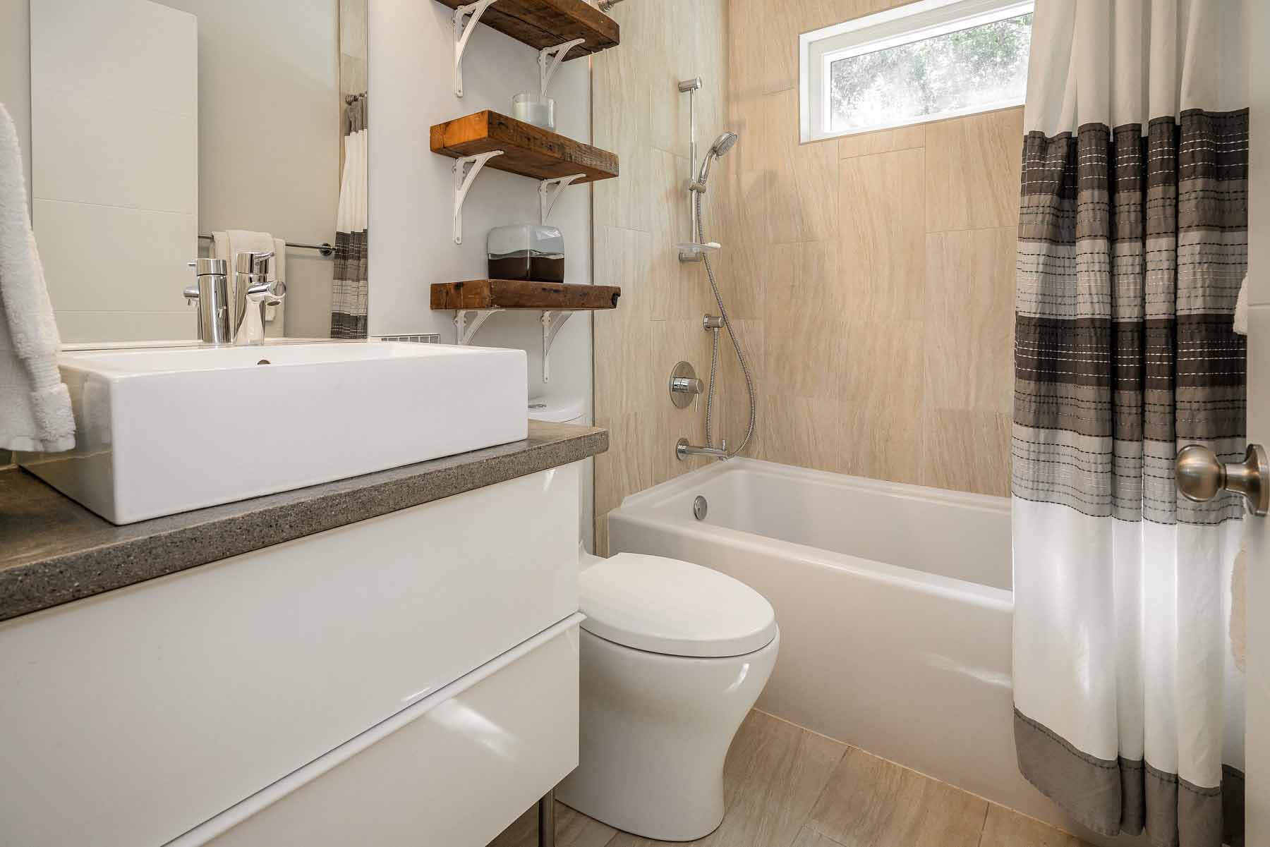 Louisville home with concrete countertops in the master bathroom