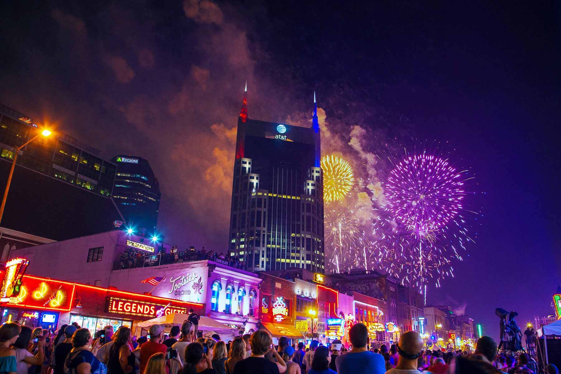 Fireworks display in downtown Nashville at annual Let Freedom Sing! event