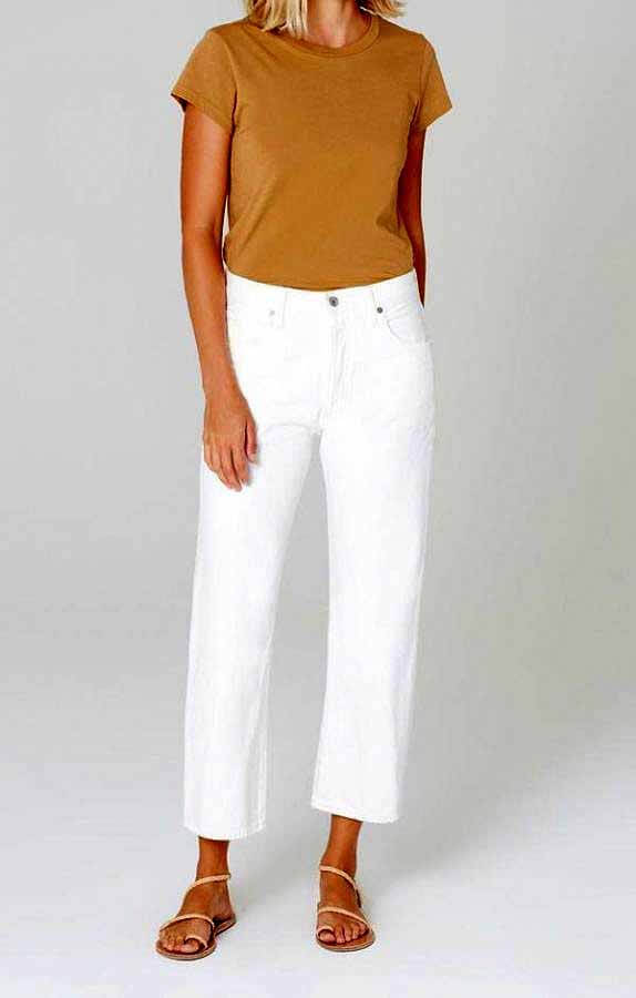 Citizens of Humanity jeans in white with a rust top