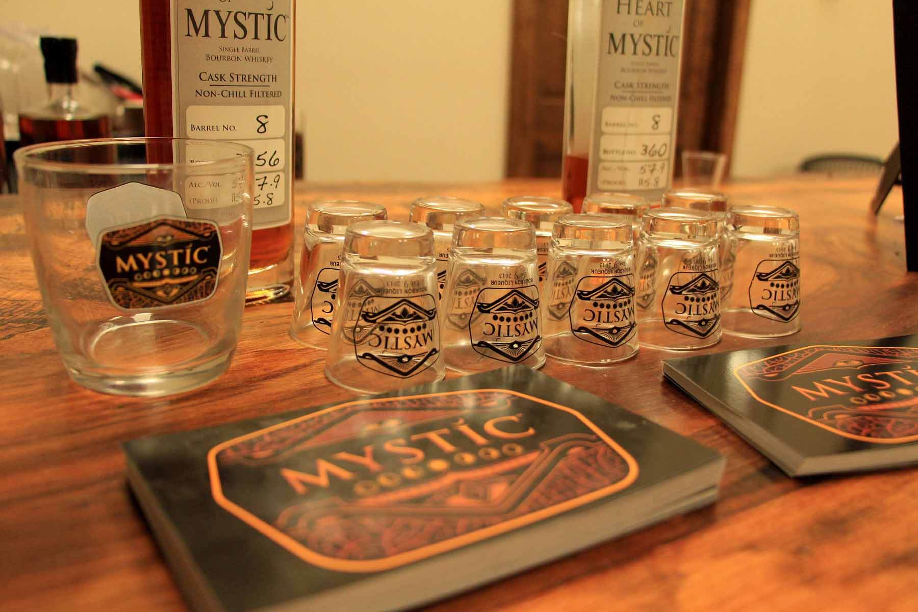 Shot glasses from Mystic Farm & Distillery in Durham, NC
