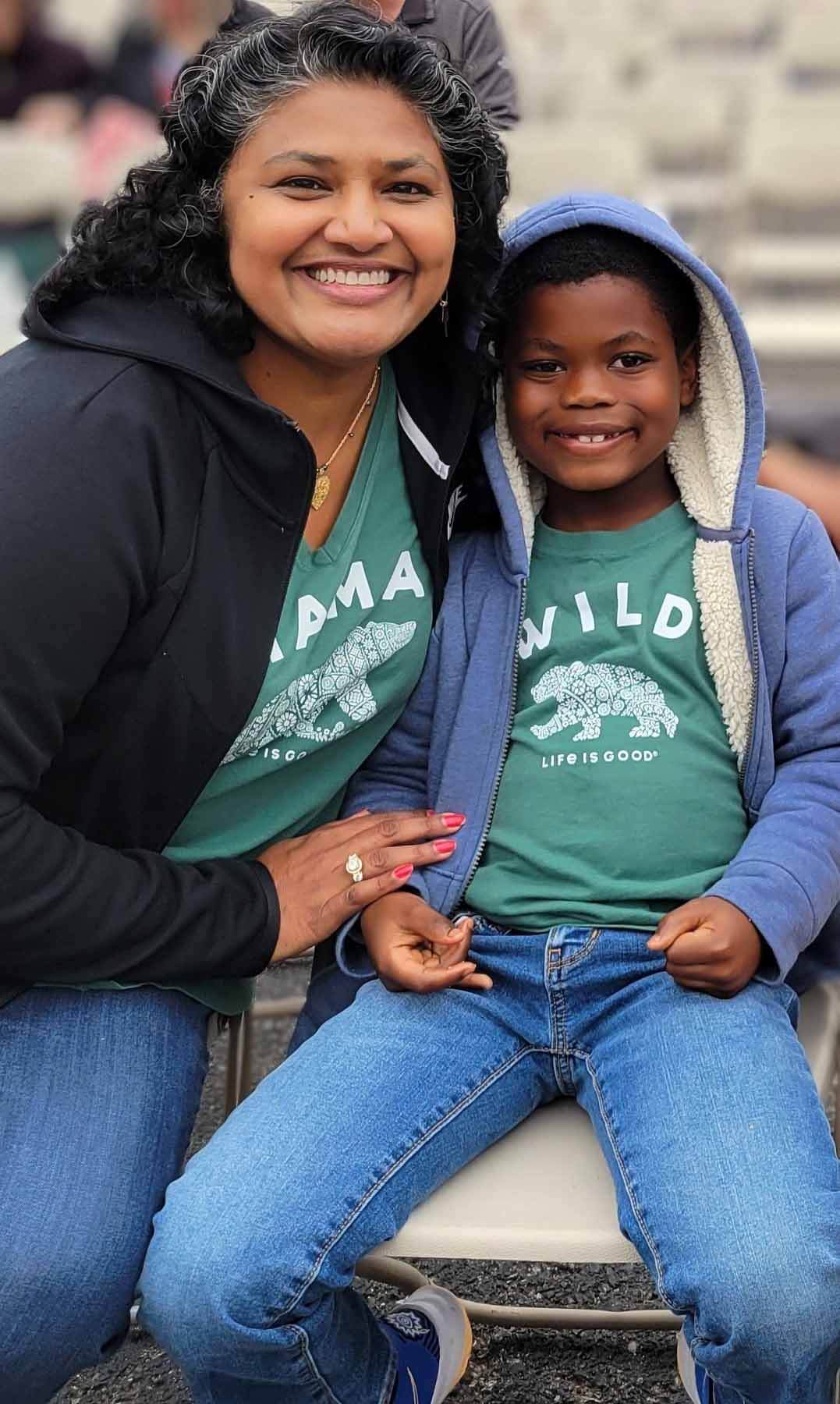 Nisha Powers, President and Co-founder of Powers Hill Design, and her son