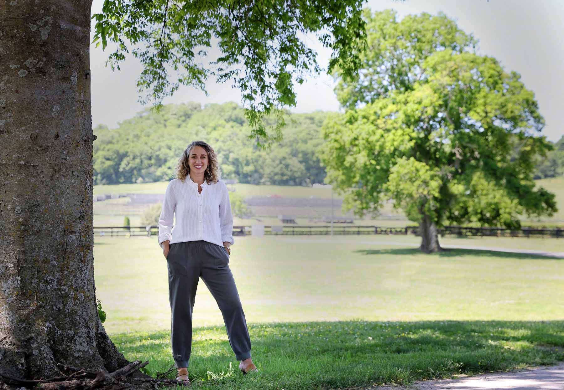 Falon Veit Scott in front of the Steeplechase racing track