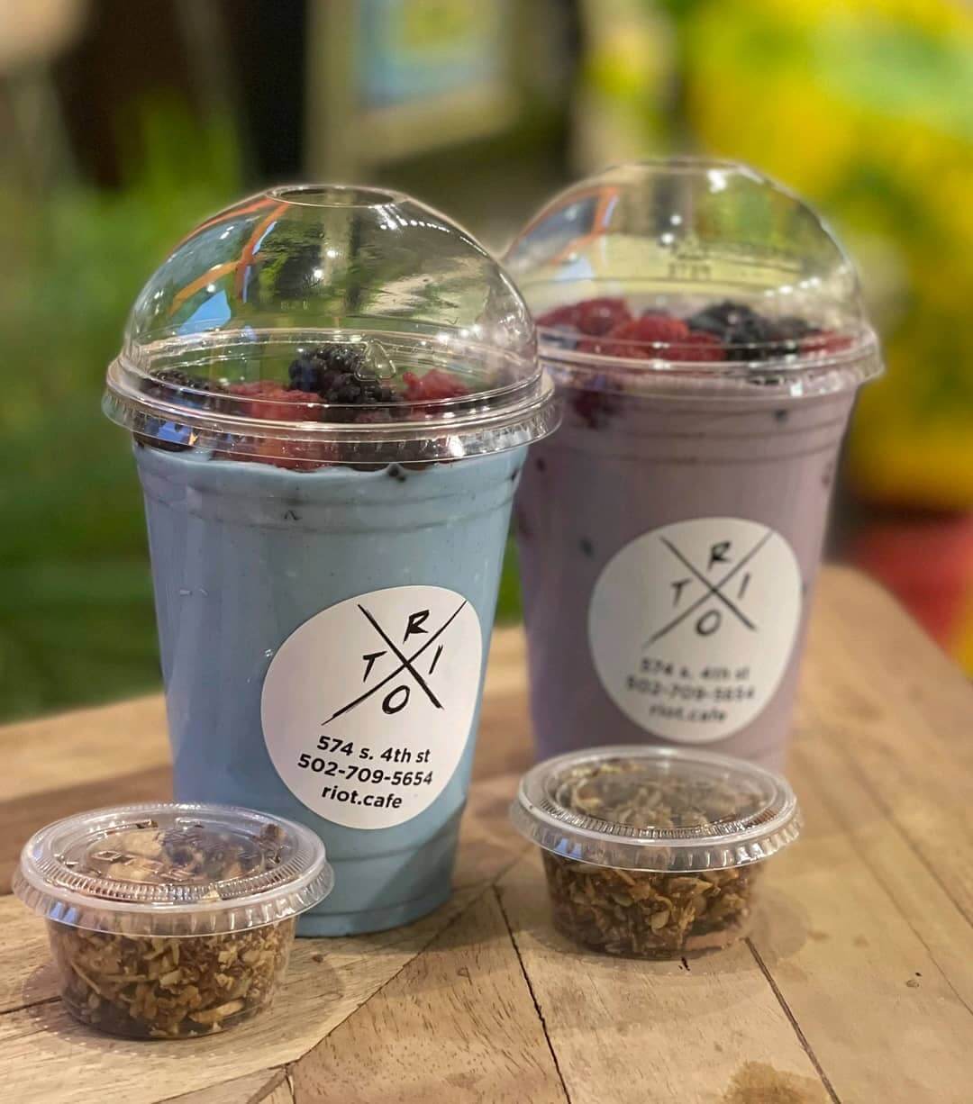 Operating as a social justice café and community center, Riot Café offers goodies like parfaits, coffee, snacks, wine, beer, and more. Image: Facebook Parfaits from Riot Café