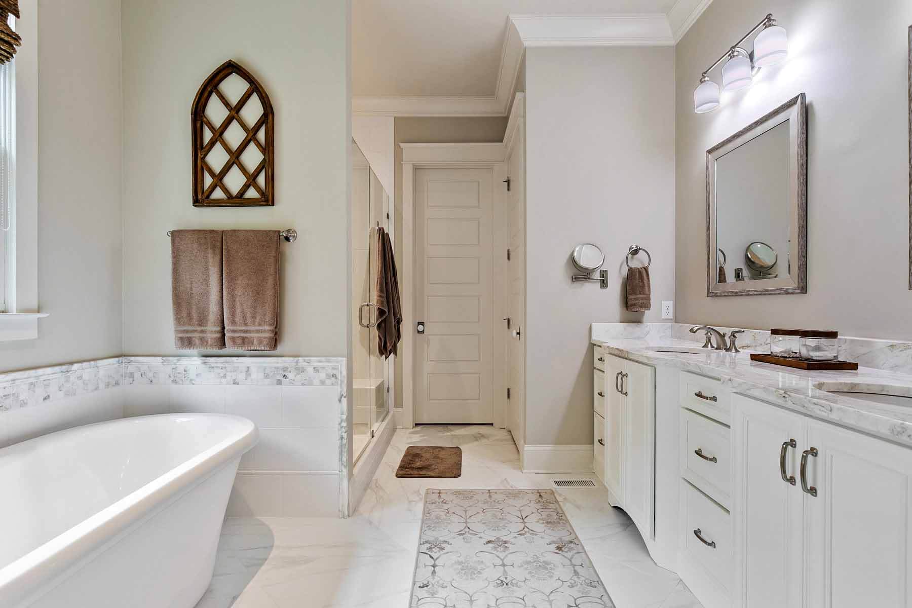 Master bedroom in modern farmhouse that's for sale in College Grove