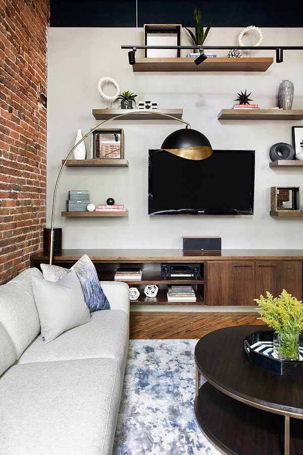 Interior living room at renovated Werthan Loft condo