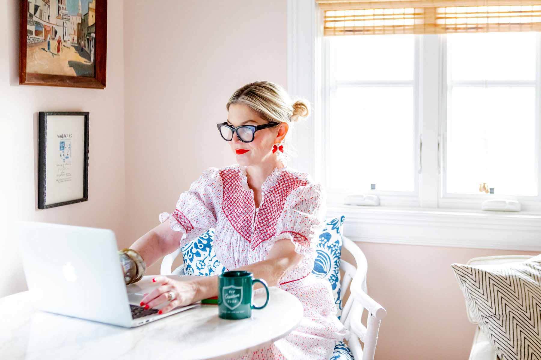 Gen at her desk, working on Pencil and Paper Co. projects