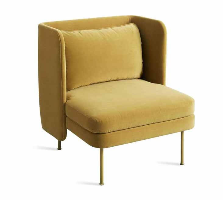 Velvet lounge chair, $1,899, at Wilder | Image: Wilder Nashville Luxe Loves: Yellow lounge chair from Wilder