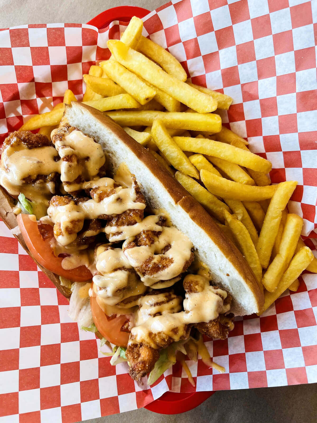 Shrimp po’boy sandwich from 502 Crab House, a new Louisville restaurant