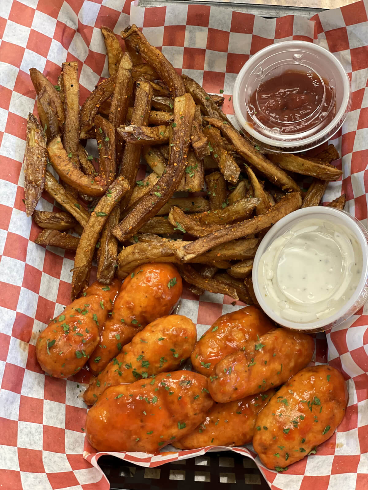Vings and fries from Plant Based Heat, a new Memphis restaurant
