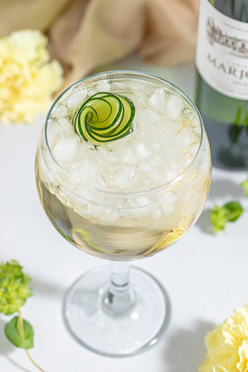 Elderflower Cucumber Spritz, a cucumber cocktail, from The Boozy Ginger
