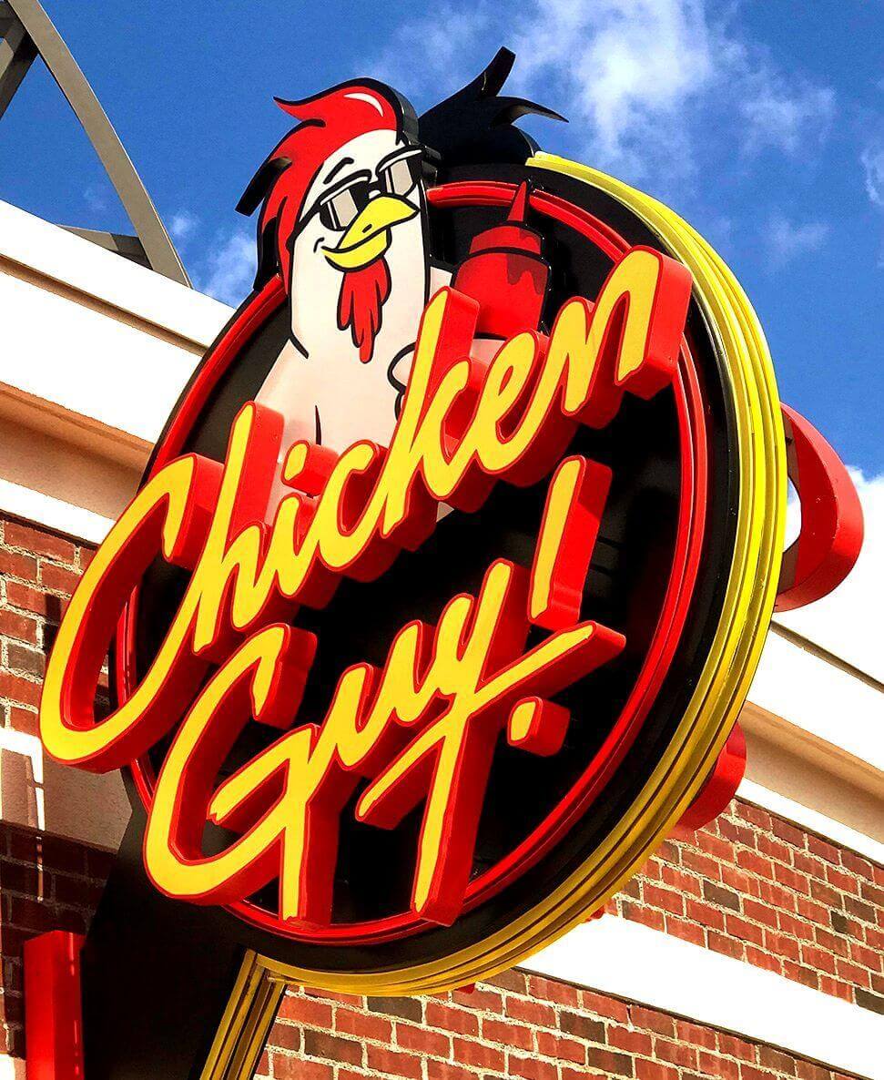Celebrity chef Guy Fieri brings Chicken Guy! to Music City. Image: Instagram Chicken Guy! sign