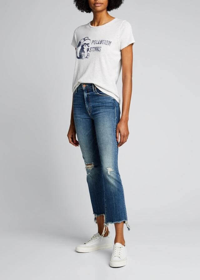 How to Wear Sneakers and Look Fashionable, Not Frumpy - 14 Skinny flare cropped jeans from Bergdorf Goodman