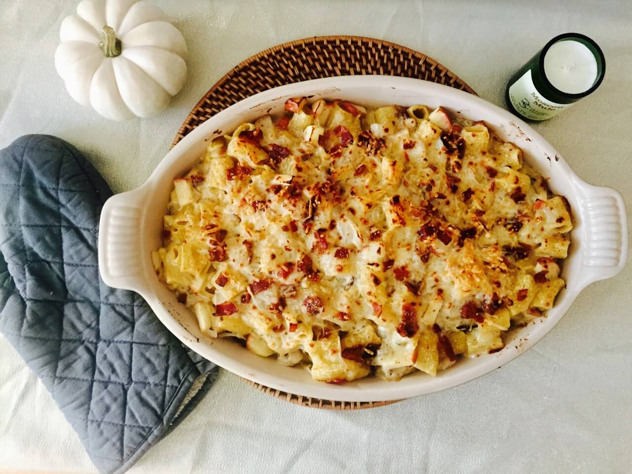 Fall baked mac & cheese from Laura Nockett of Sprinkles & Sea Salt