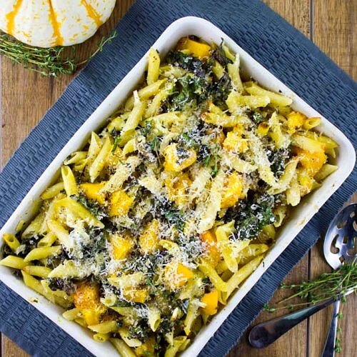 SB Autumn Inspired Baked Pastas Pumpkin Kale and Mushrooms Two Purple Figs