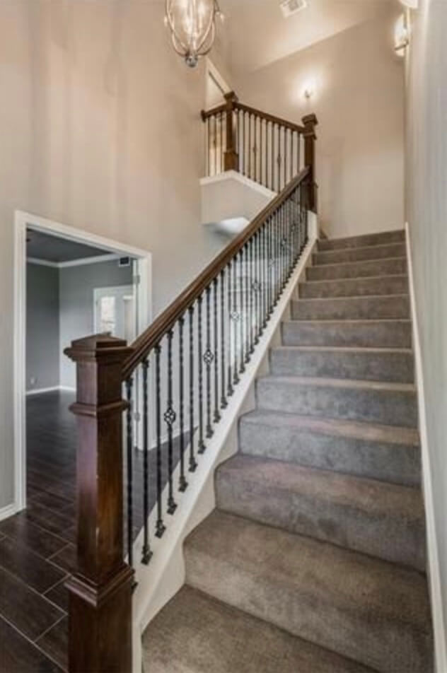 Carpeted stairs in an Austin home in Hill Country