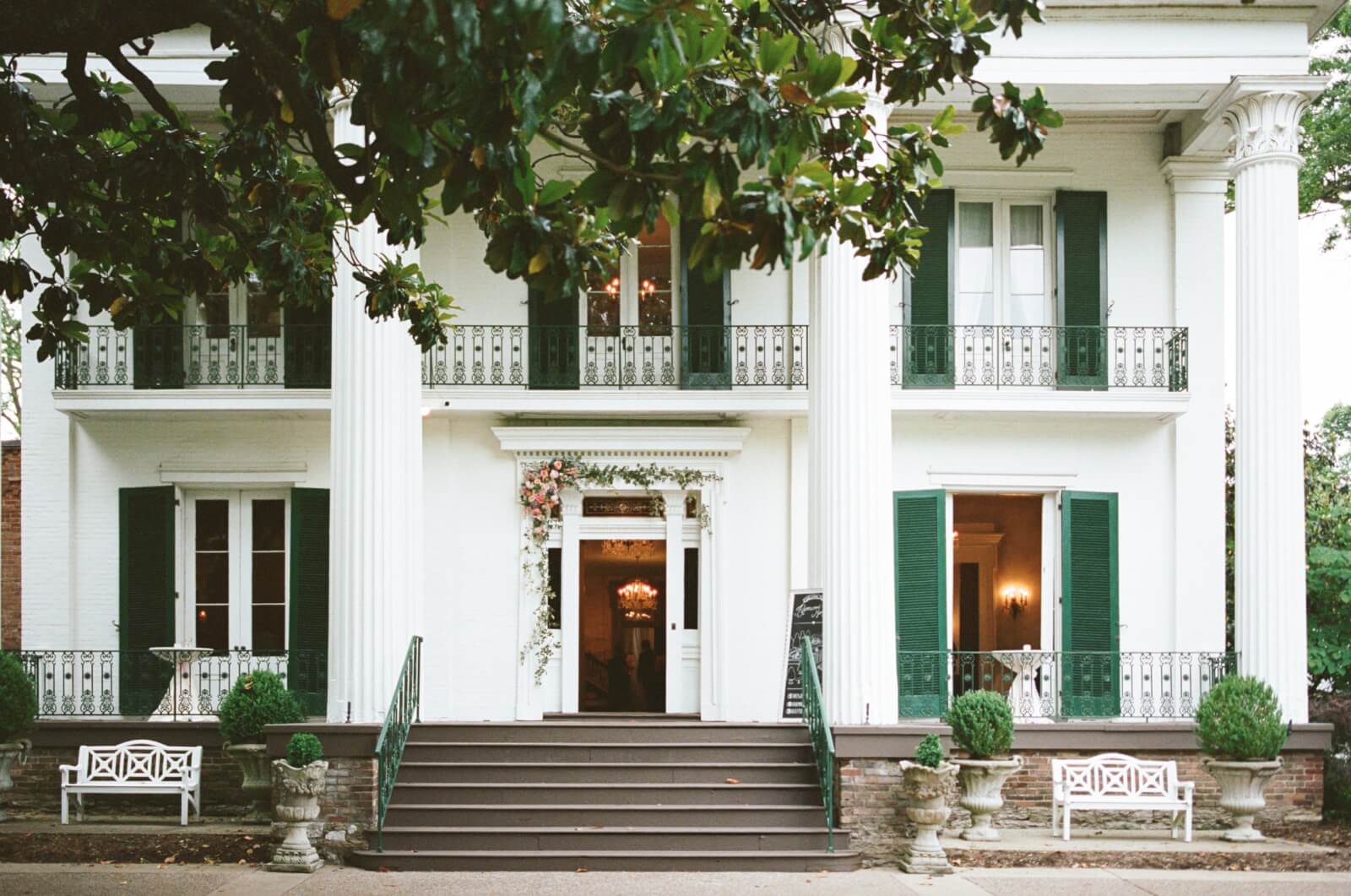 Exterior front of the historic Riverwood Mansion