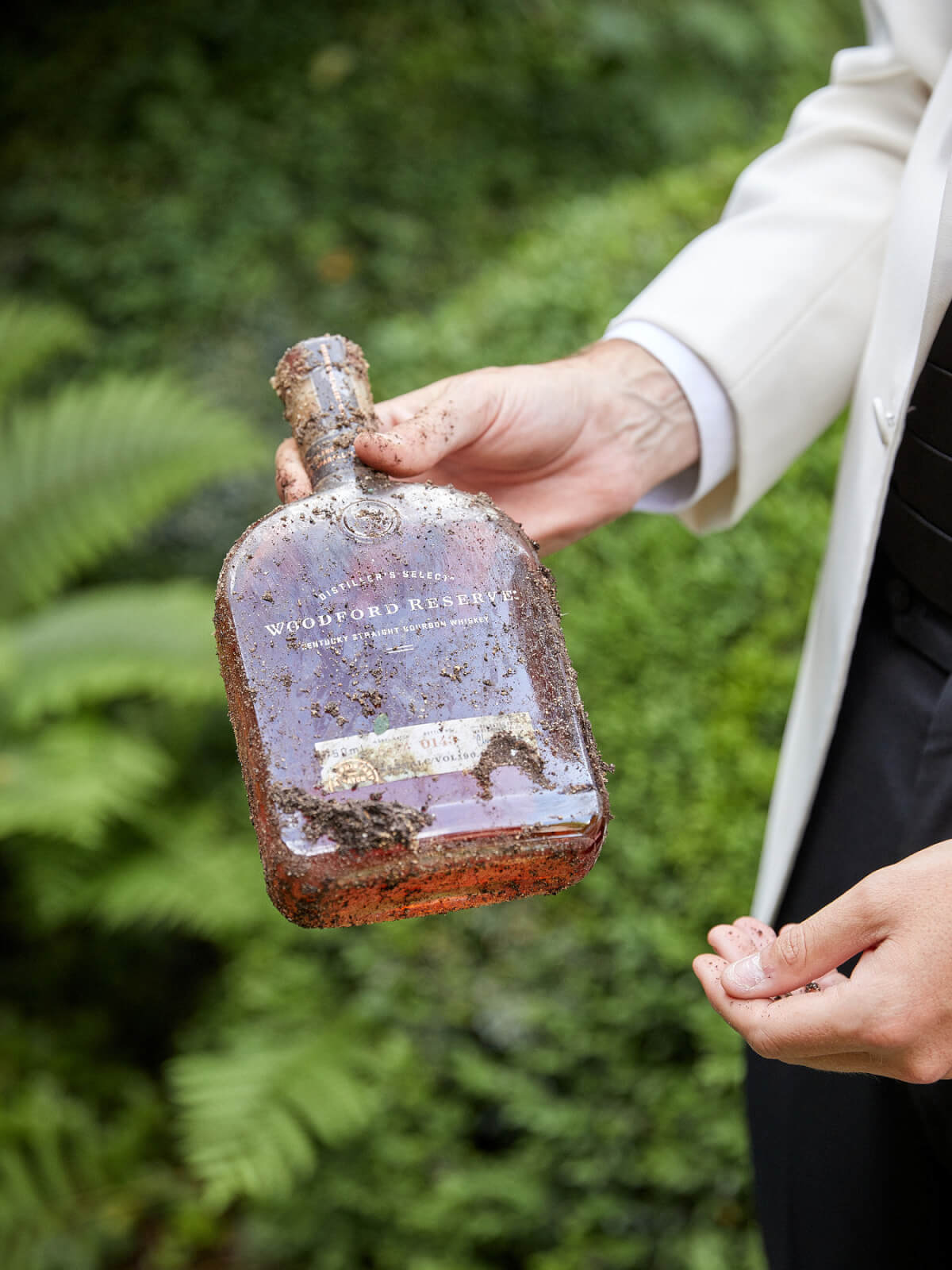 Unburying a bottle of Woodford Reserve