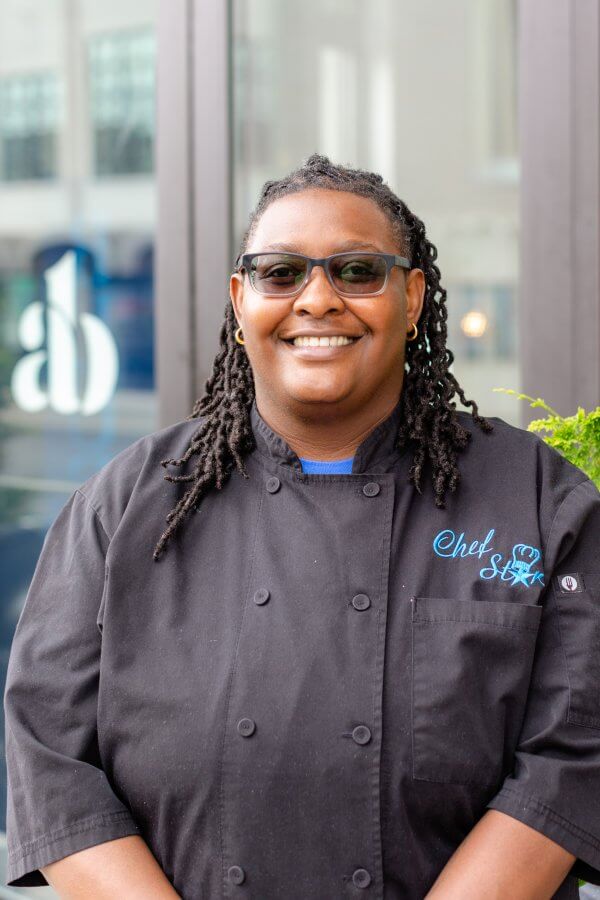 Executive Chef Star Maye in her Anzie Blue chef's coat.