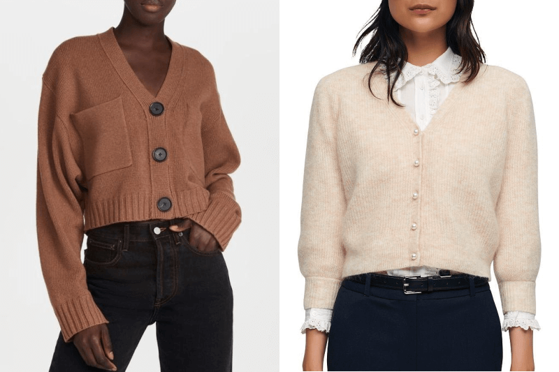 Cardigans from Proenza Schouler and Maje at Bloomingdales