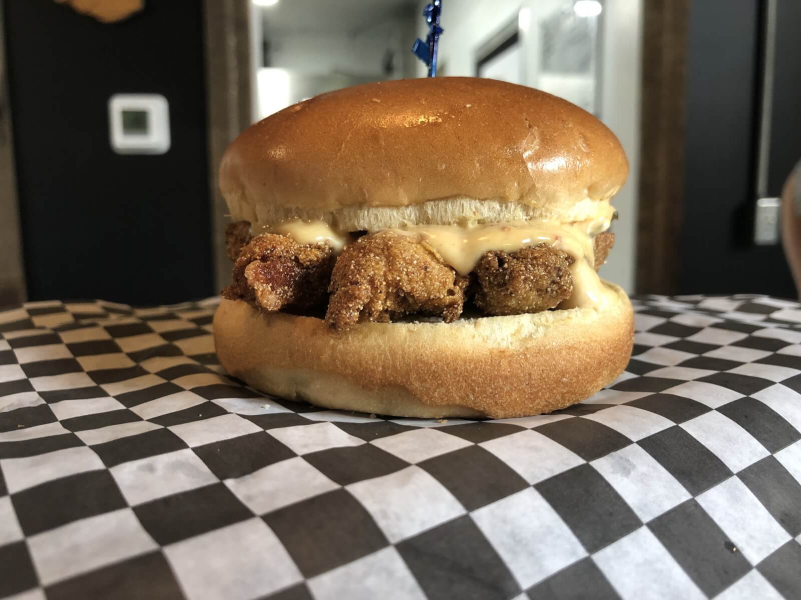 Fried pork chop sandwich