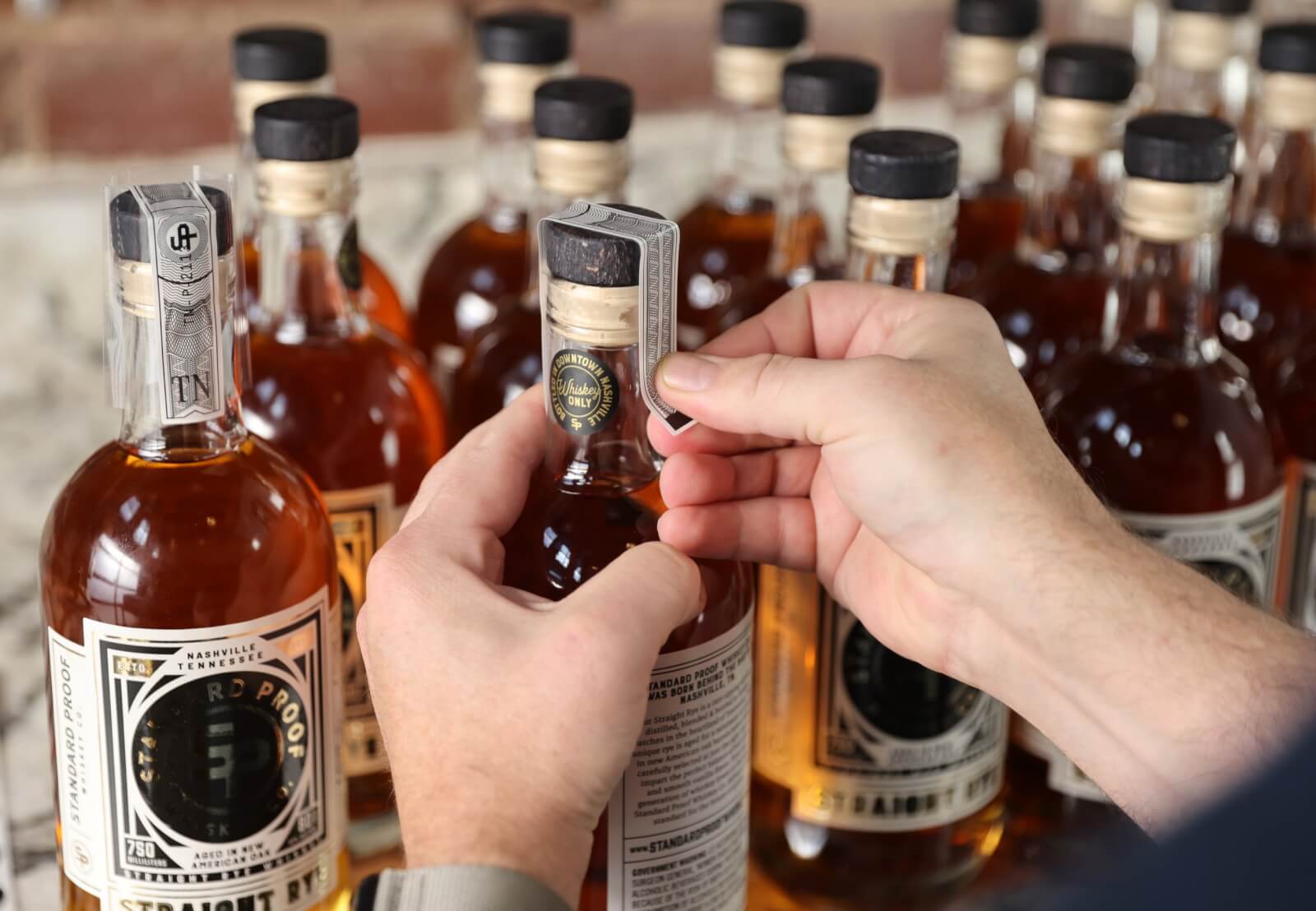 Bottles of Standard Proof Whiskey