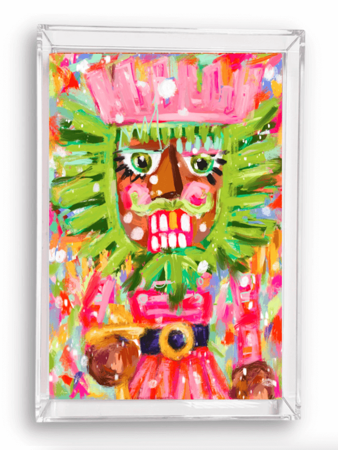colorful nutcracker painted resin serving tray