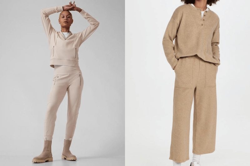Tan and camel sweat suits