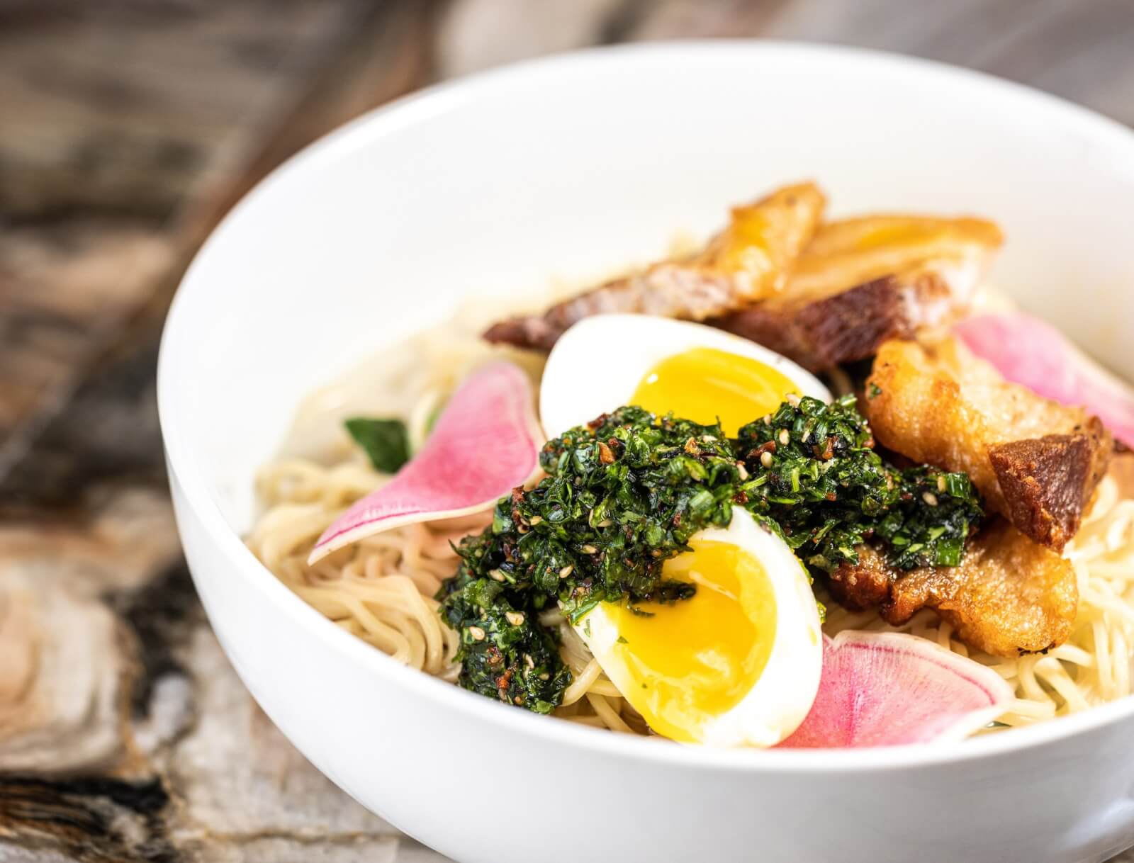 Pork belly ramen from Toussaint Brasserie