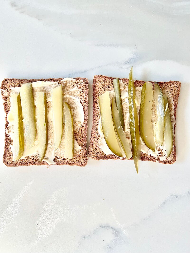 Pickels on a sandwich
