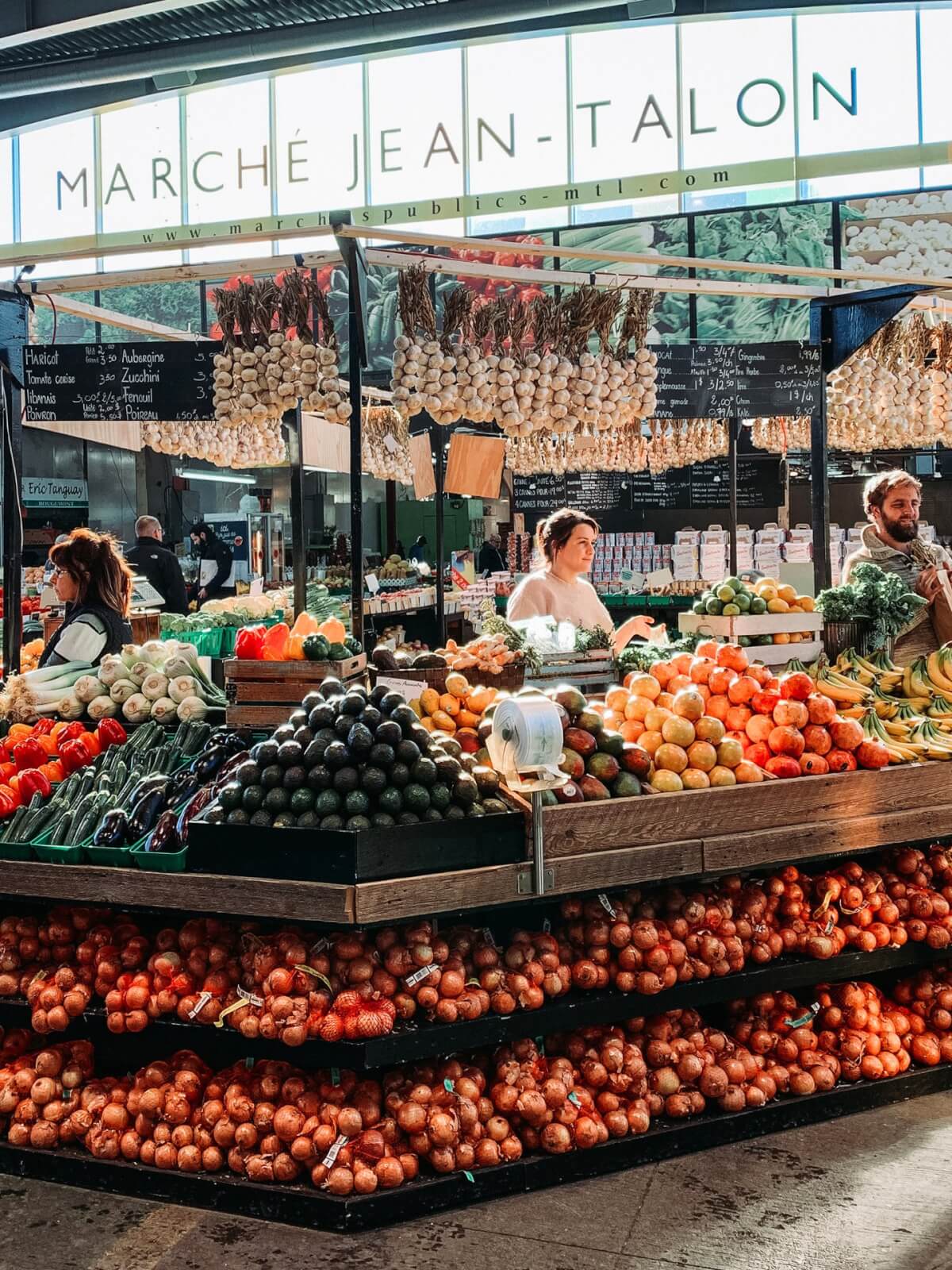People shopping at Marche Jean-Talon food market in Old Montreal