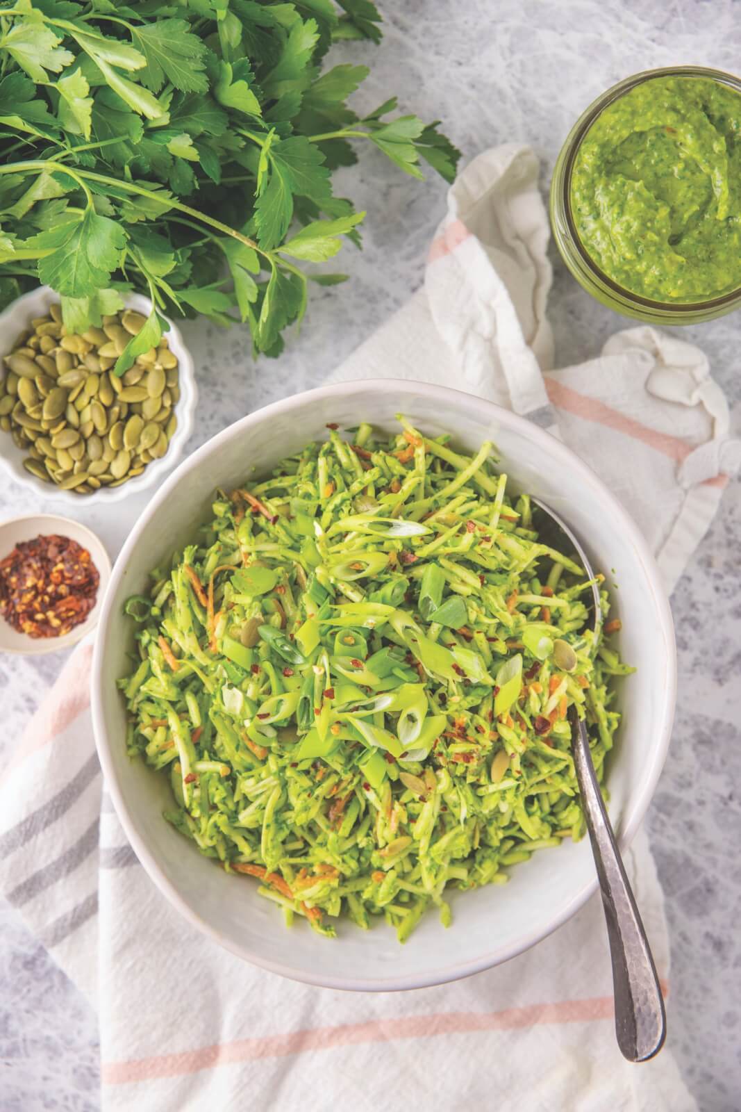 SB Plant Forward Keto Recipe Green Goddess Broccoli Slaw Image Credit Liz MacDowell scaled