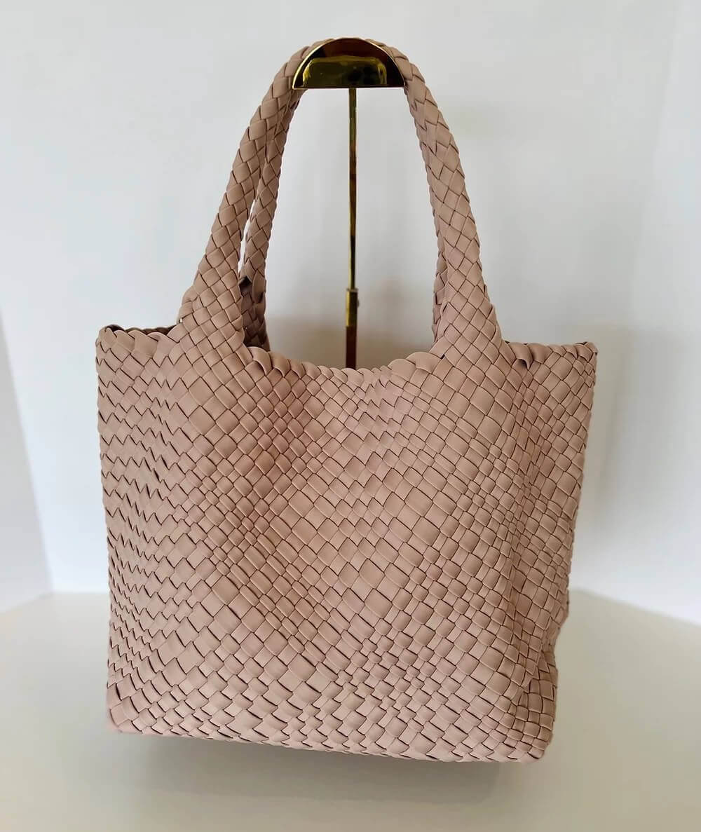 woven neoprene bag in blush