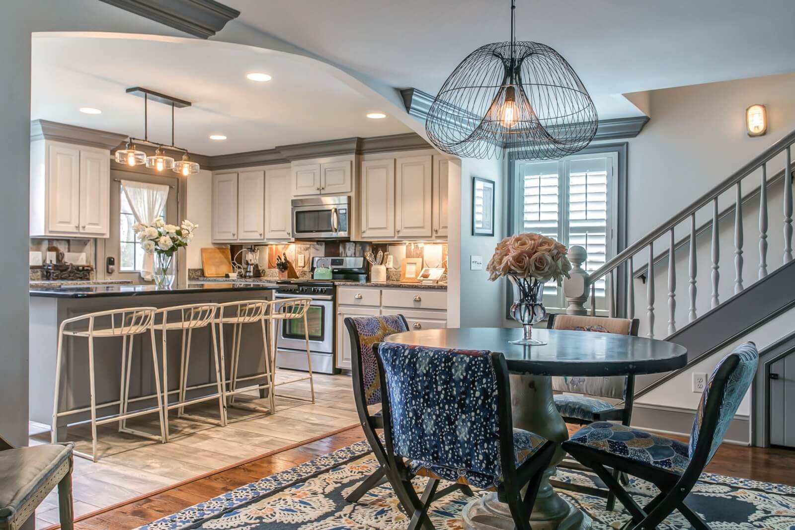 Open-concept dining area and kitchen at a Franklin, TN, bed and breakfast