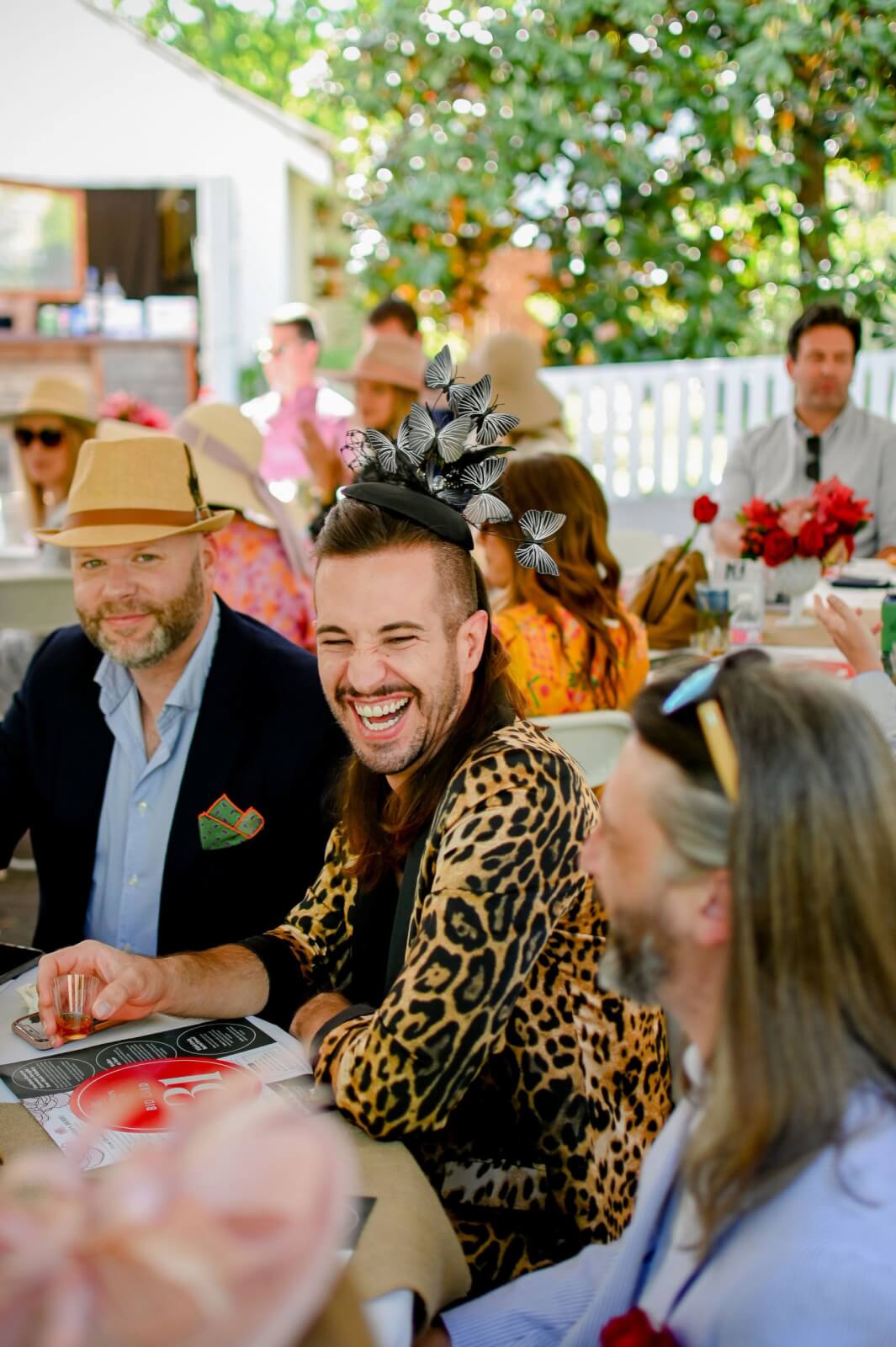 Man with elaborate Derby hat at Nashville fundraiser