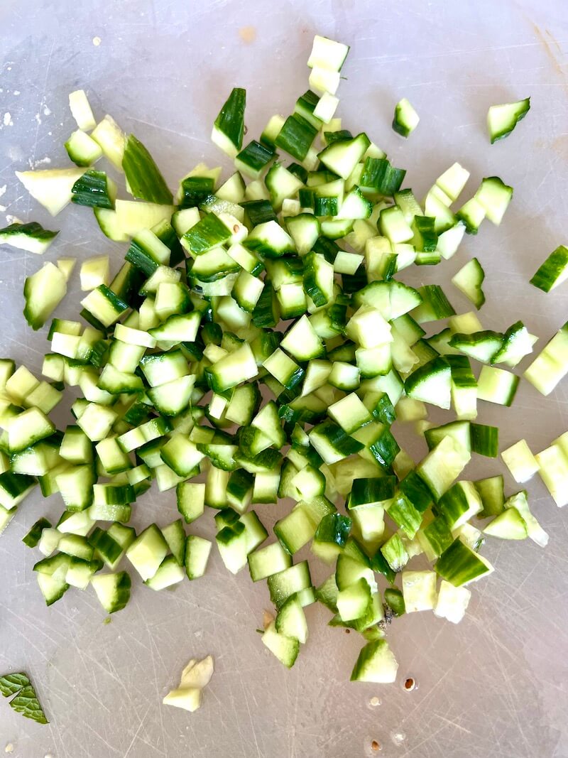 Chopped cucumbers
