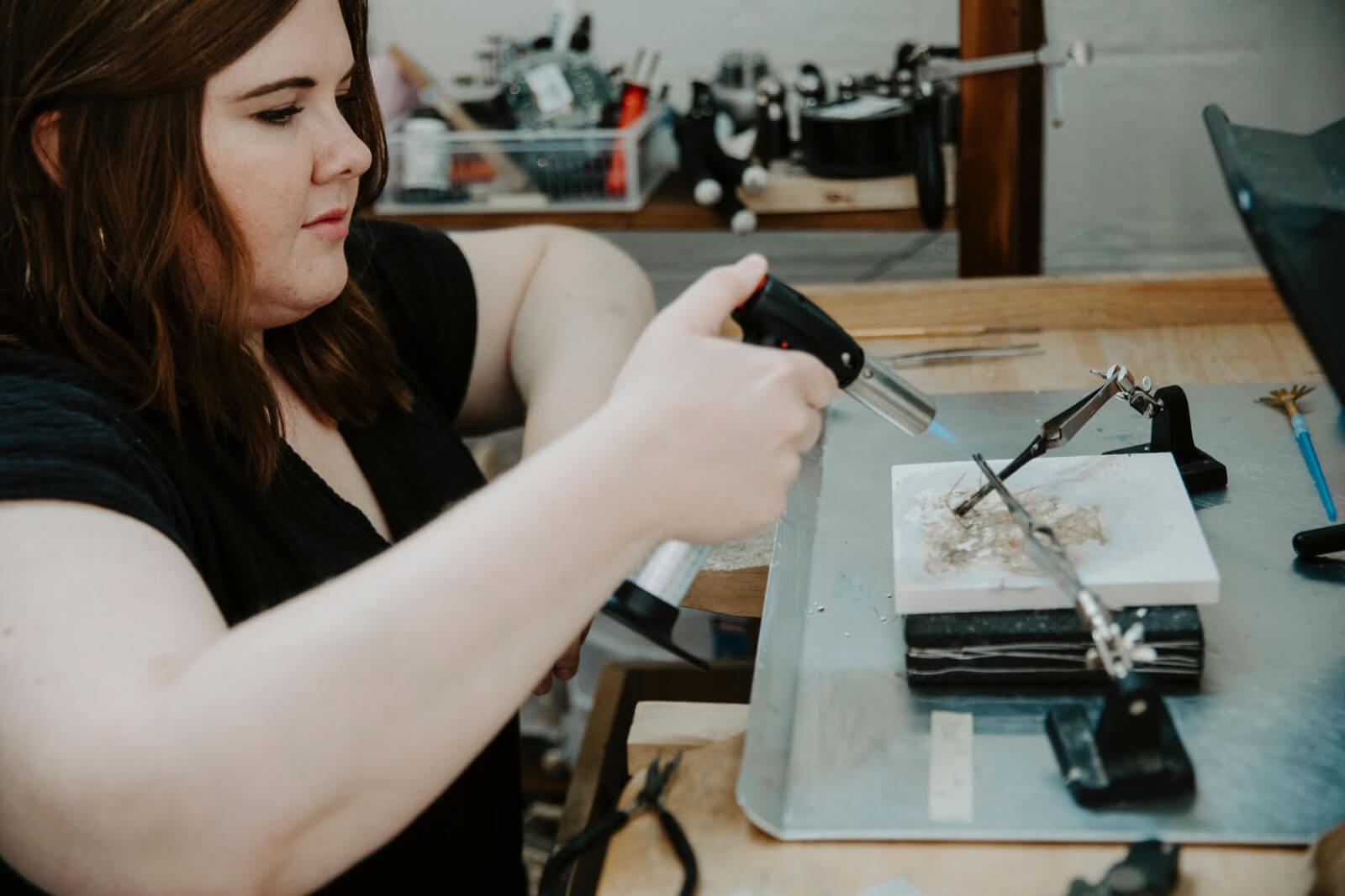 Lauren Tester in action as she creates a piece of jewelry